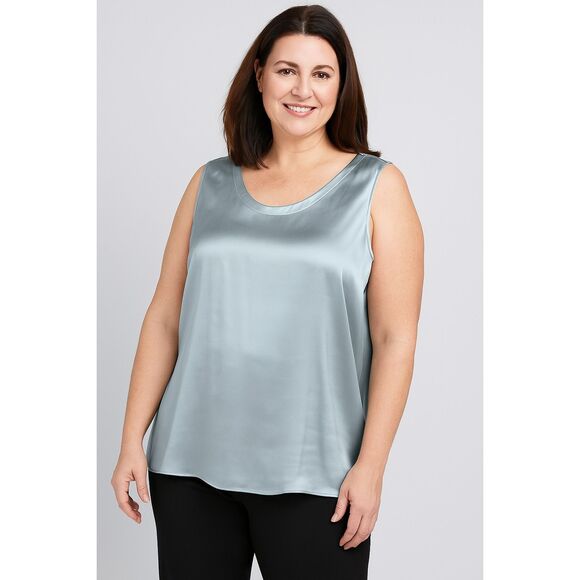 Eileen Fisher 100% Silk Tank Top Blouse Size 2X Green - Picture 1 of 6